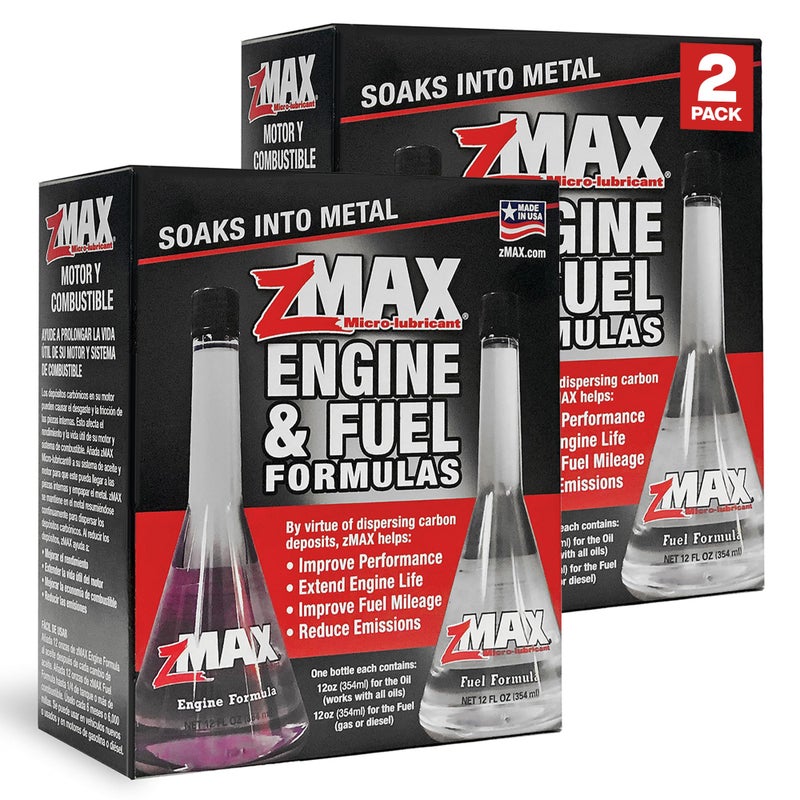 zMAX 58-011 - Engine & Fuel Formula Kit - Easy to Use - Reduces Carbon Build-Up & Lubricates Metal Extending Life of Car or Truck - Runs Efficiently, Improving Gas or Diesel Mileage - 12 oz - 2 Pack - Image 1